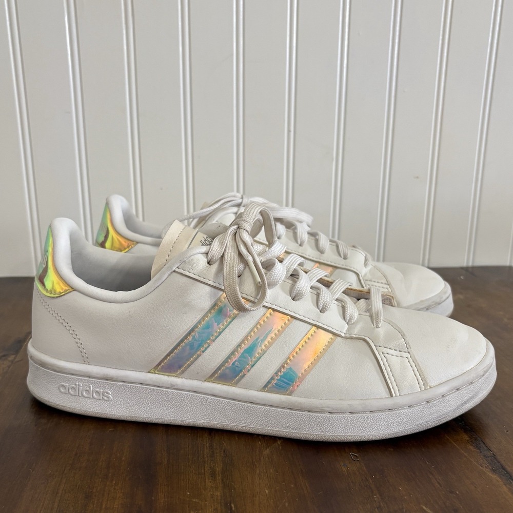 Adidas Grand Court EE9689 Sneakers 9 White Iridescent Holographic 3 Stripes